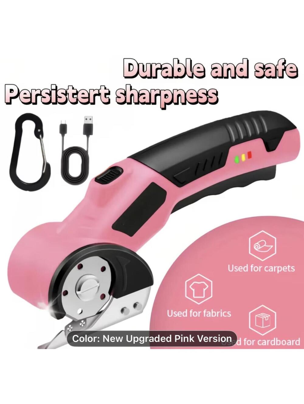 Electric Rotary Cutter for Leather, Carpet, Fabric, and Cardboard - Pink NIB
